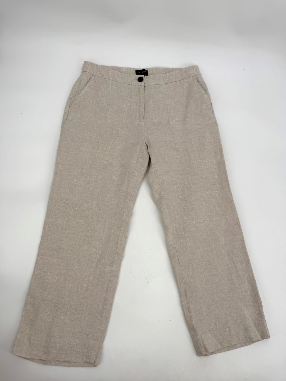 Talbots Pants Women’s 2P PETITE Beige Linen Crop Tailored Old Money Elegant Work
